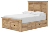 Fenderport Tan Full Panel Storage Bed with Storage Footboard and 2 Under Bed Storage Units