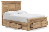 Fenderport Tan Full Panel Storage Bed with Storage Footboard and 2 Under Bed Storage Units