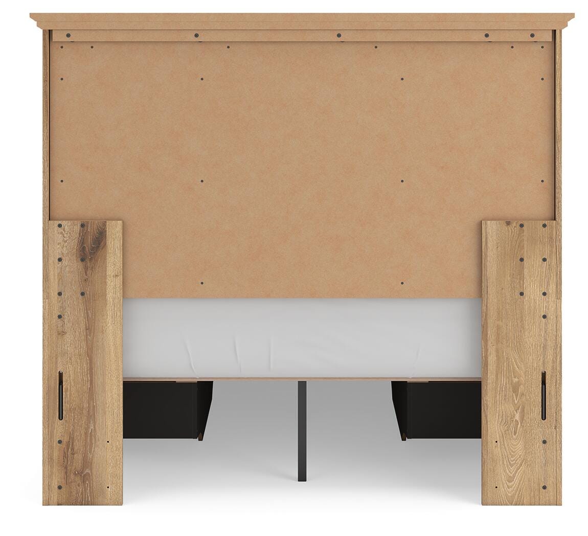 Fenderport Tan Full Panel Storage Bed with Storage Footboard and 2 Under Bed Storage Units