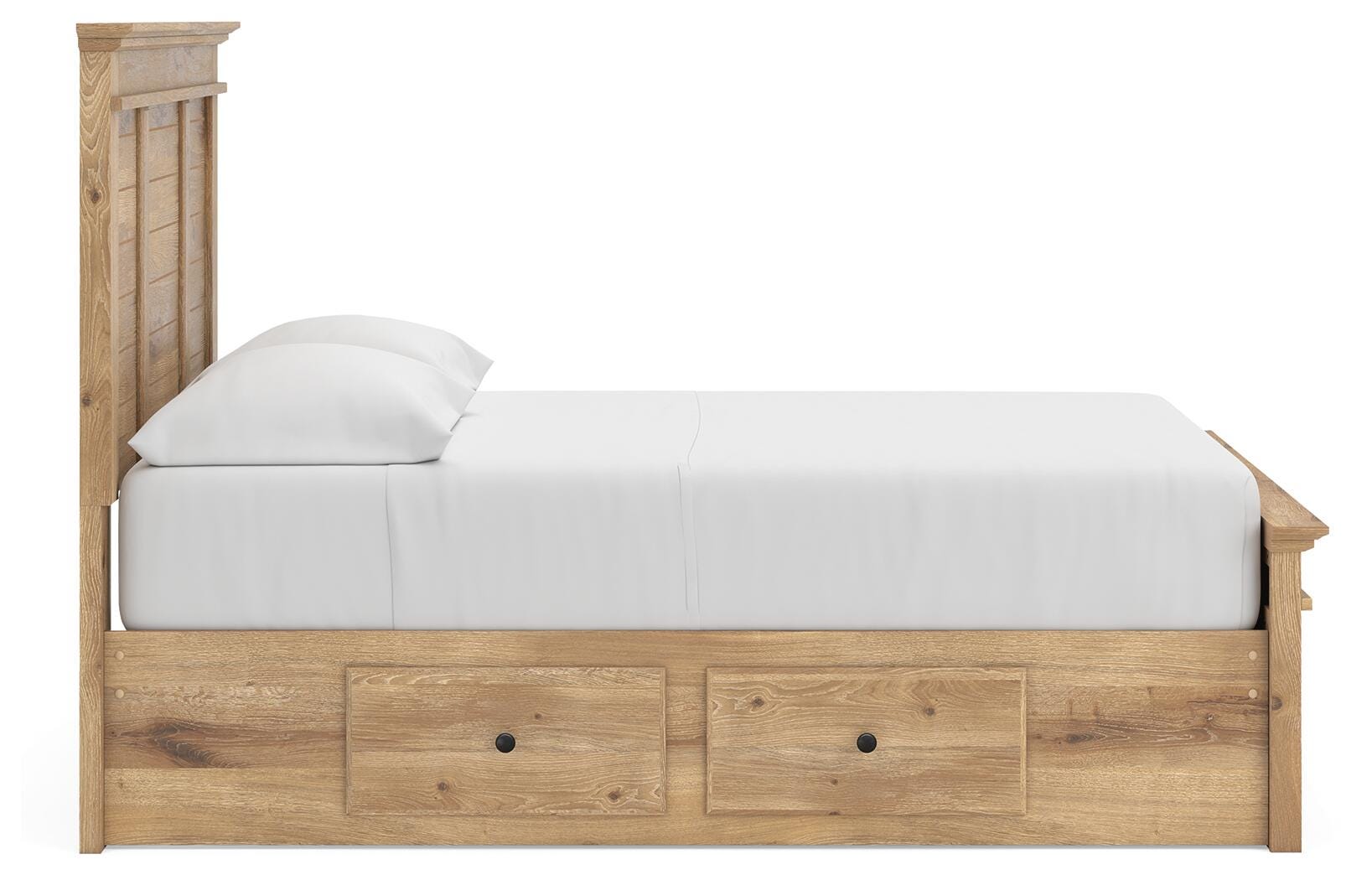 Fenderport Tan Full Panel Storage Bed with Storage Footboard and 2 Under Bed Storage Units