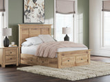 Fenderport Tan Full Panel Storage Bed with Storage Footboard and 2 Under Bed Storage Units