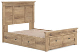 Fenderport Tan Full Panel Storage Bed with Storage Footboard and Under Bed Storage