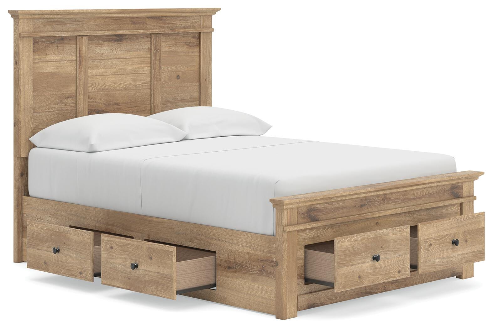 Fenderport Tan Full Panel Storage Bed with Storage Footboard and Under Bed Storage