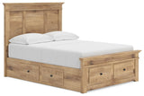 Fenderport Tan Full Panel Storage Bed with Storage Footboard and Under Bed Storage