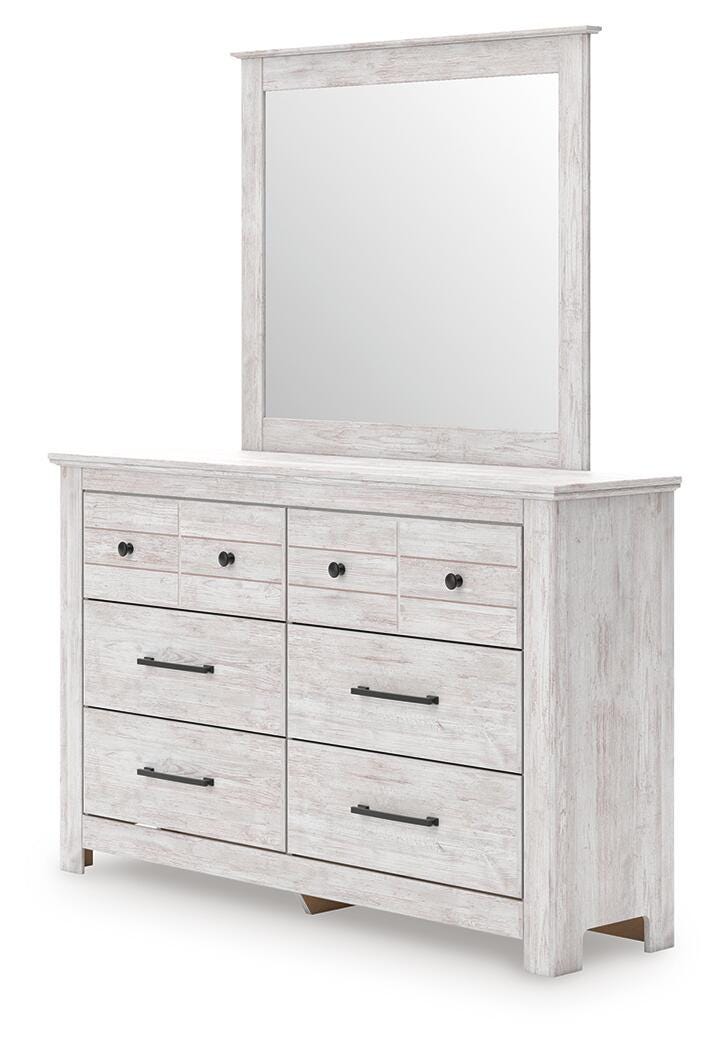 Makidern Whitewash Twin Panel Storage Bed, Dresser and Mirror (Online Special Price)