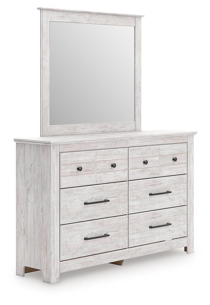 Makidern Whitewash Twin Panel Storage Bed, Dresser and Mirror (Online Special Price)