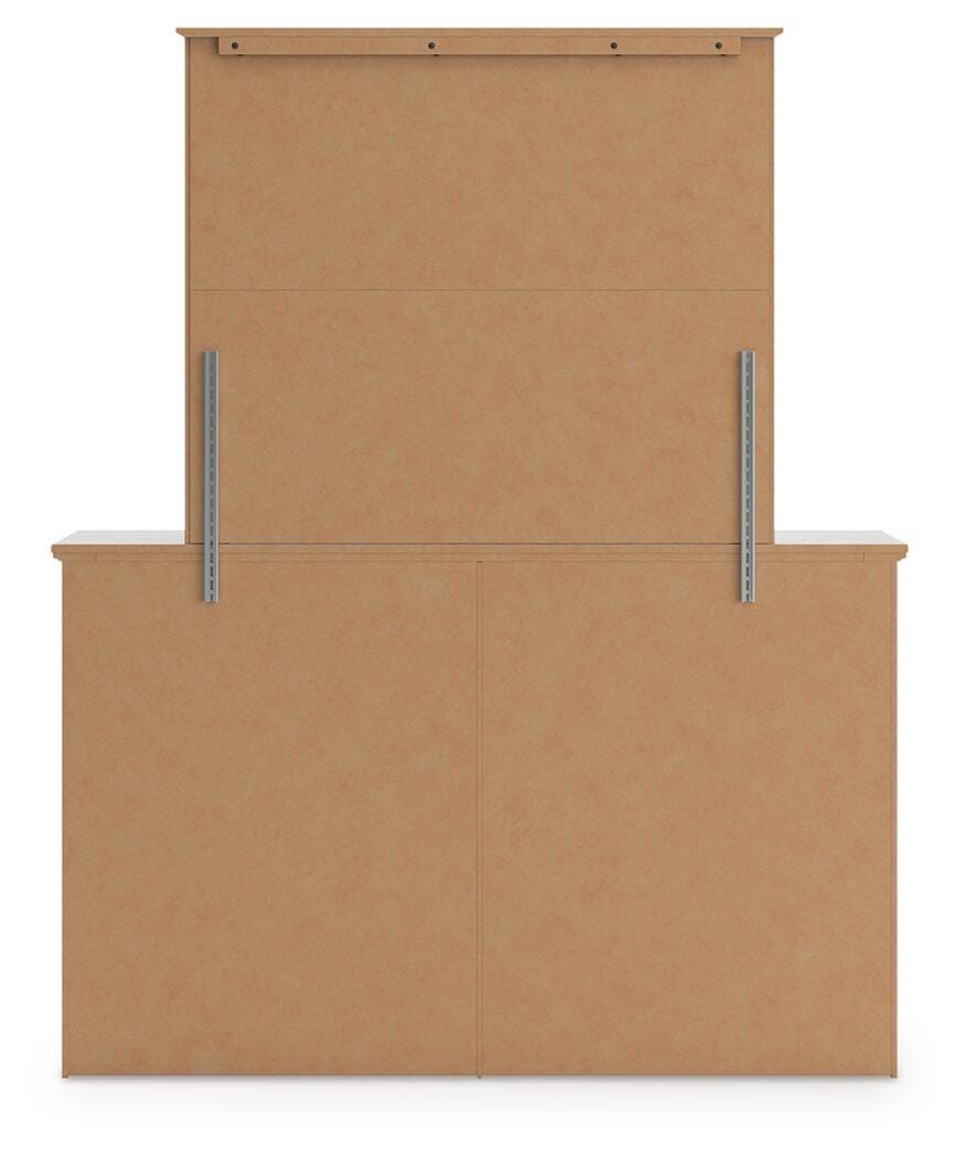Makidern Whitewash King Panel Bed, Dresser and Nightstand