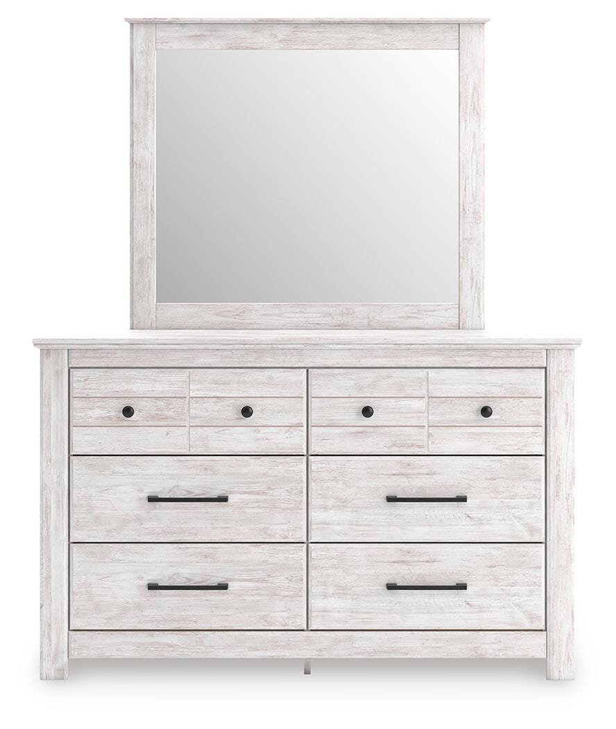 Makidern Whitewash Twin Panel Storage Bed, Dresser and Mirror (Online Special Price)