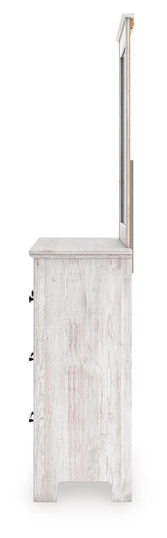 Makidern Whitewash Twin Panel Storage Bed, Dresser and Mirror (Online Special Price)