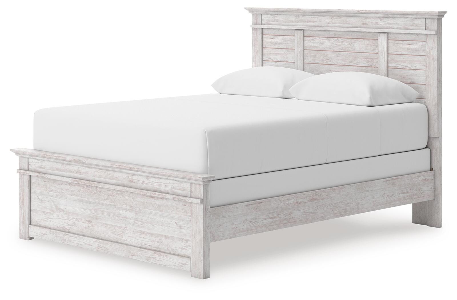 Makidern Whitewash Queen Panel Bed, Dresser, Mirror and Nightstand (Online Special Price)