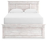 Makidern Whitewash Queen Panel Bed, Dresser, Mirror and Nightstand (Online Special Price)