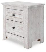 Makidern Whitewash Queen Panel Bed, Dresser, Mirror and Nightstand (Online Special Price)
