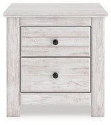 Makidern Whitewash King Panel Bed, Dresser and Nightstand