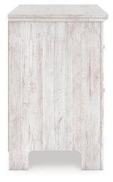 Makidern Whitewash King Panel Bed, Dresser and Nightstand