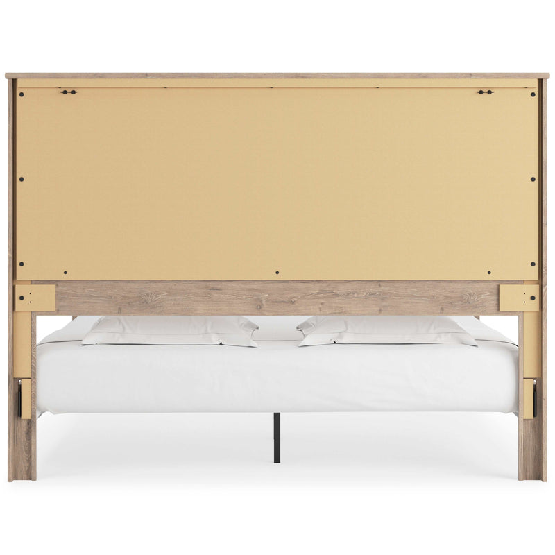 Senniberg Light Brown King Panel Bed w/ HB Sconce Lights - Ornate Home