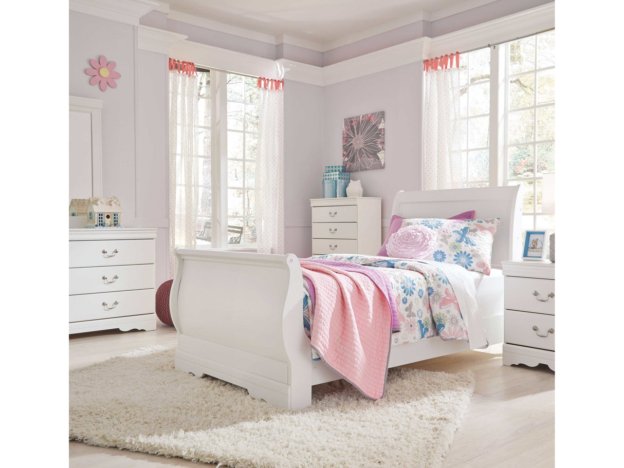 Anarasia White Twin Sleigh Bed - Ornate Home