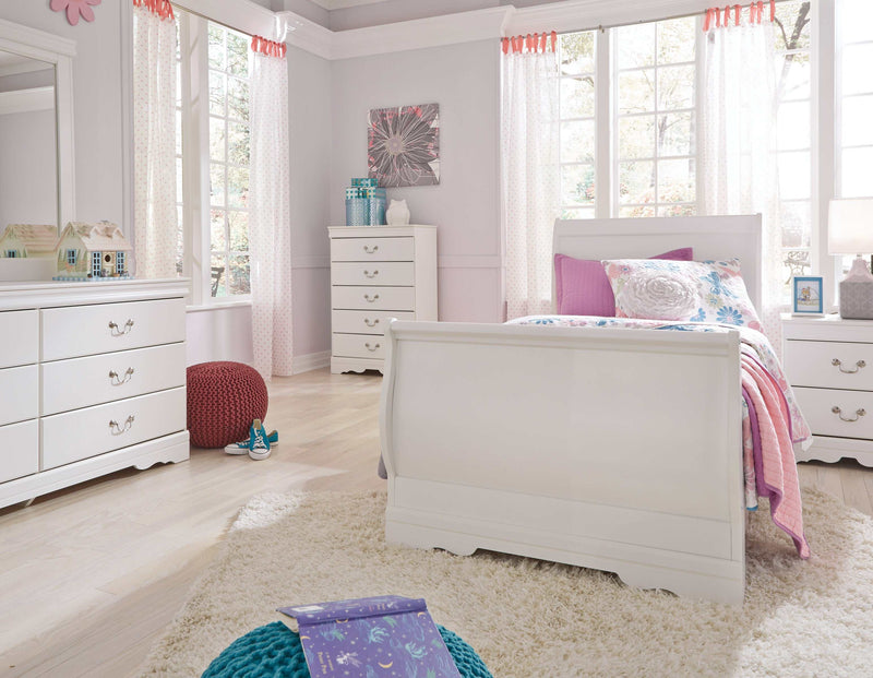 Anarasia White Twin Sleigh Bed - Ornate Home