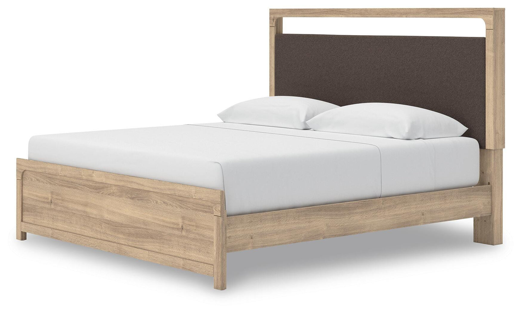 Hollymount Tan King Upholstered Platform Bed (Online Special Price)