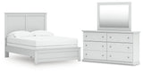Bostwick Shoals White Full Panel Bed, Dresser and Mirror