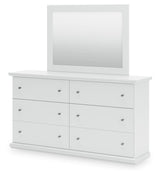 Bostwick Shoals White Full Panel Bed, Dresser and Mirror