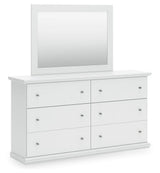 Bostwick Shoals White Full Panel Bed, Dresser and Mirror