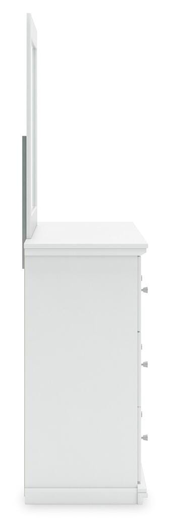 Bostwick Shoals White Full Panel Bed, Dresser and Mirror
