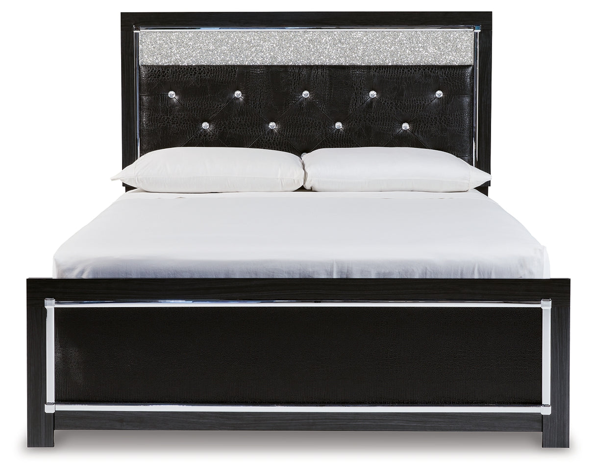 Kaydell Black Queen Upholstered Panel Platform Bed - Ornate Home