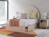 Shapella Tan/White Full Upholstered Panel Bed with Side Storage Unit (Online Special Price)