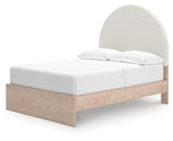 Shapella Tan/White Full Upholstered Panel Bed