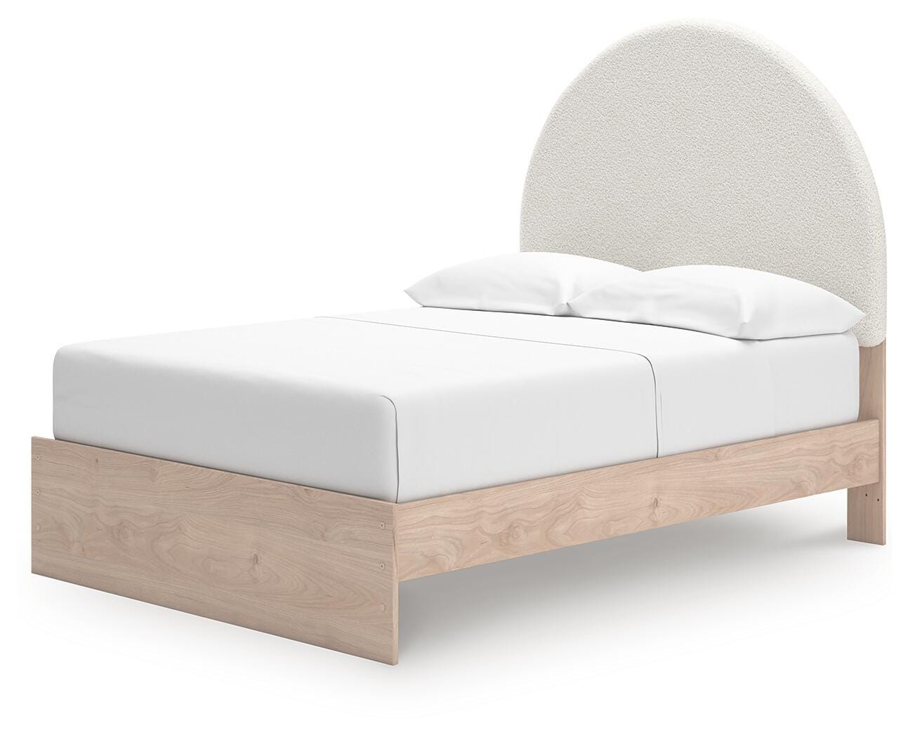Shapella Tan/White Full Upholstered Panel Bed