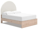 Shapella Tan/White Full Upholstered Panel Bed
