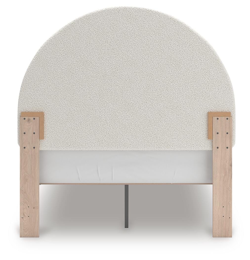 Shapella Tan/White Full Upholstered Panel Bed