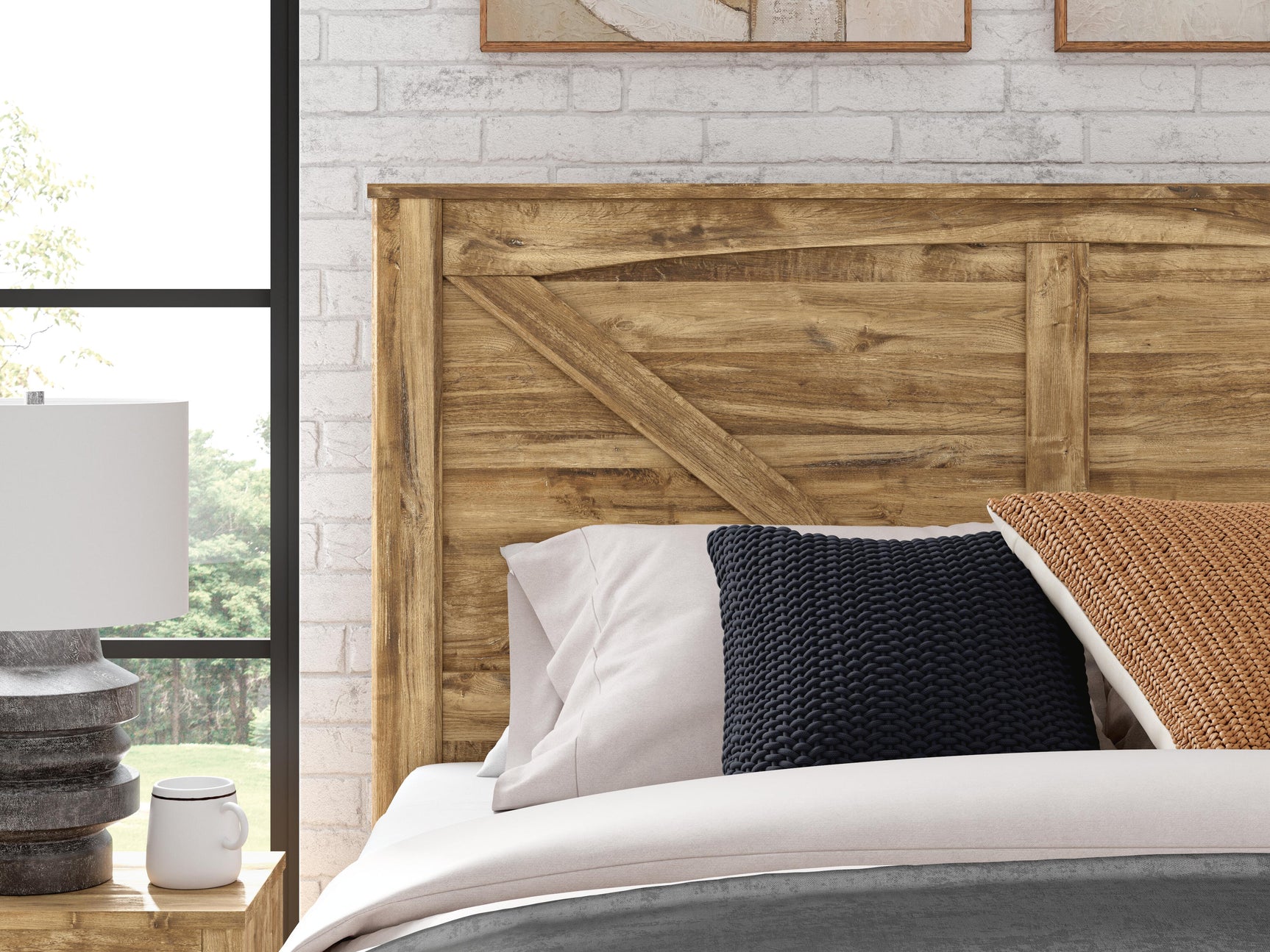 Branstony Brown King Crossbuck Panel Bed