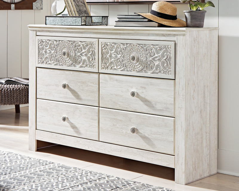 Paxberry Whitewash Queen Panel Bedroom Set with Dresser - Ornate Home