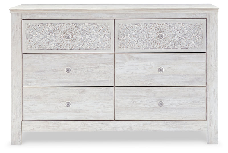 Paxberry Whitewash Queen Panel Bedroom Set with Dresser - Ornate Home