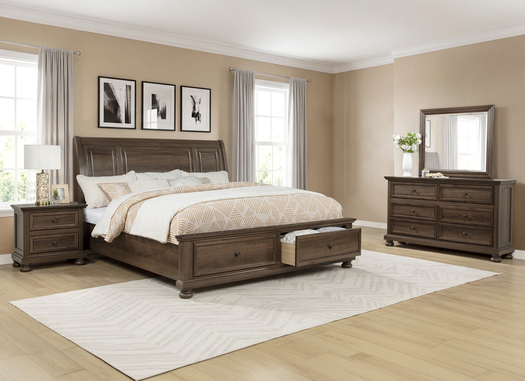 Claribelle Brown Storage Sleigh Bedroom Set