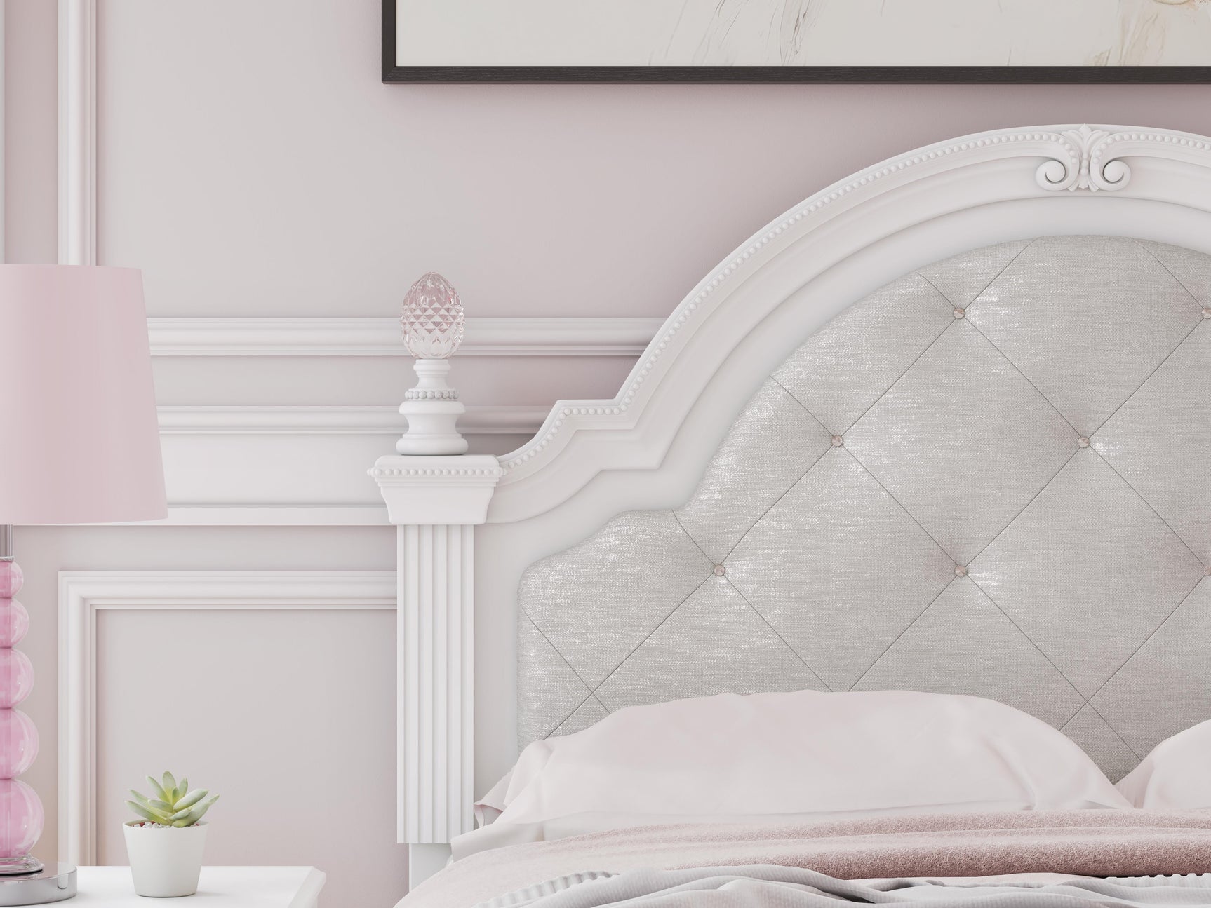 Maylilly White Full Upholstered Panel Bed