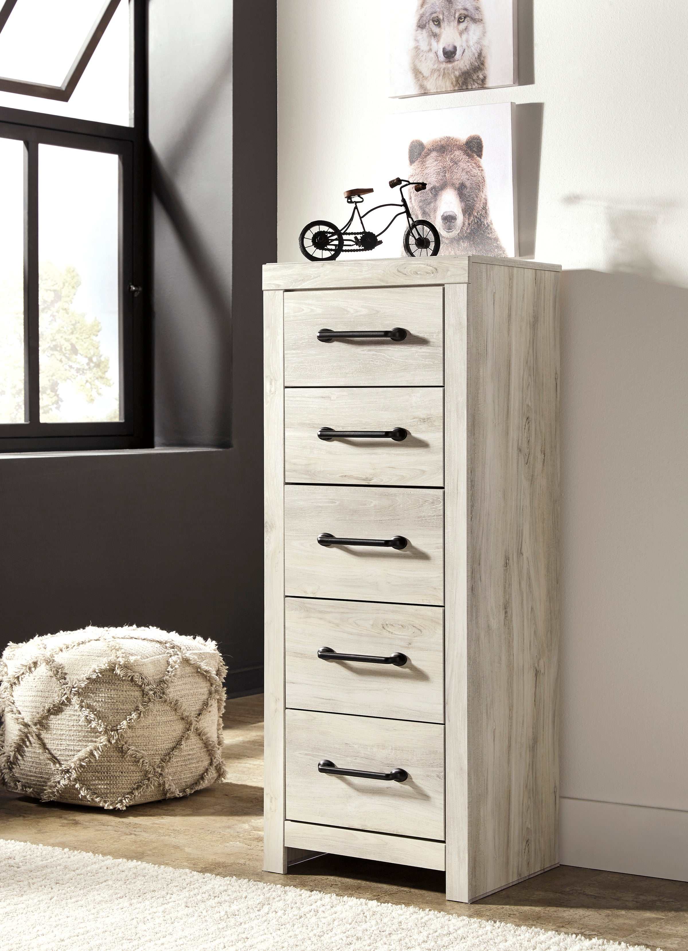 Cambeck Whitewash Narrow Chest of Drawers - Ornate Home