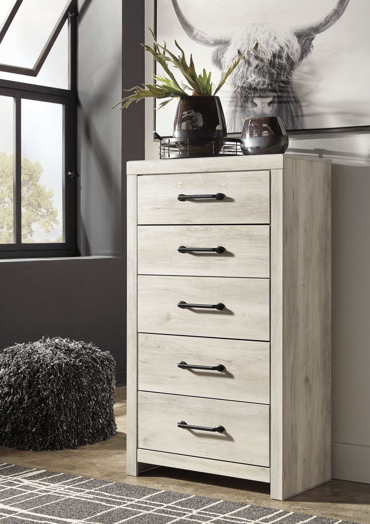 (Online Special Price) Cambeck Whitewash Full Panel Bedroom Set w/ 4 Storage Drawers - Ornate Home