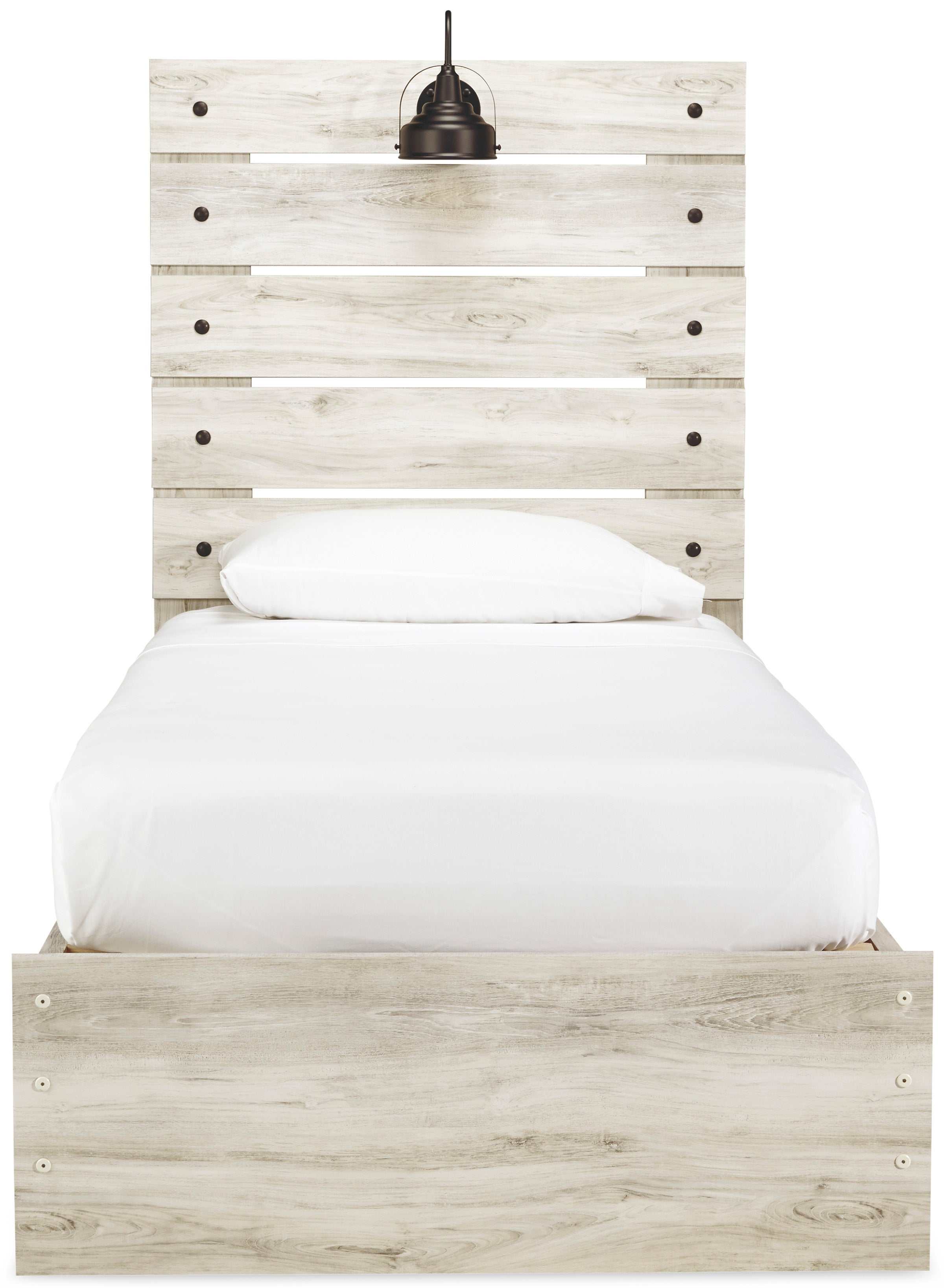 (Online Special Price) Cambeck Whitewash Twin Panel Bed w/ 2 Storage Drawers - Ornate Home