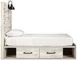 (Online Special Price) Cambeck Whitewash Twin Panel Bed w/ 4 Storage Drawers - Ornate Home