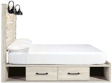 (Online Special Price) Cambeck Whitewash Queen Panel Bed w/ 2 Storage Drawers - Ornate Home