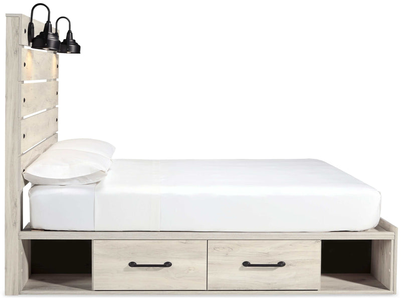 (Online Special Price) Cambeck Whitewash Queen Panel Bed w/ 2 Storage Drawers - Ornate Home
