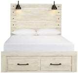 Cambeck Whitewash Queen Panel Bed w/ 2 FB Storage Drawers - Ornate Home