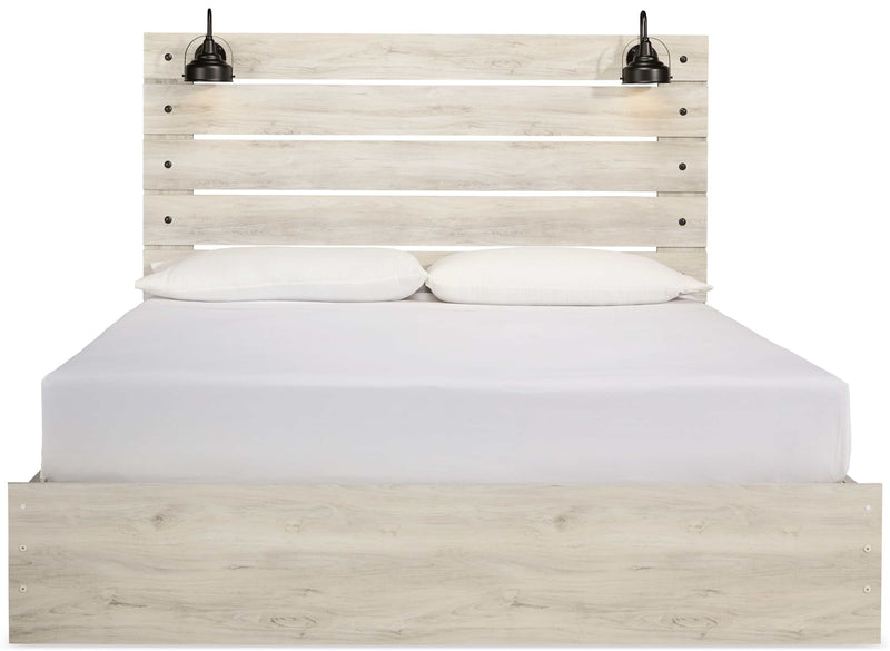 (Online Special Price) Cambeck Whitewash King Panel Bed w/ 2 Storage Drawers - Ornate Home