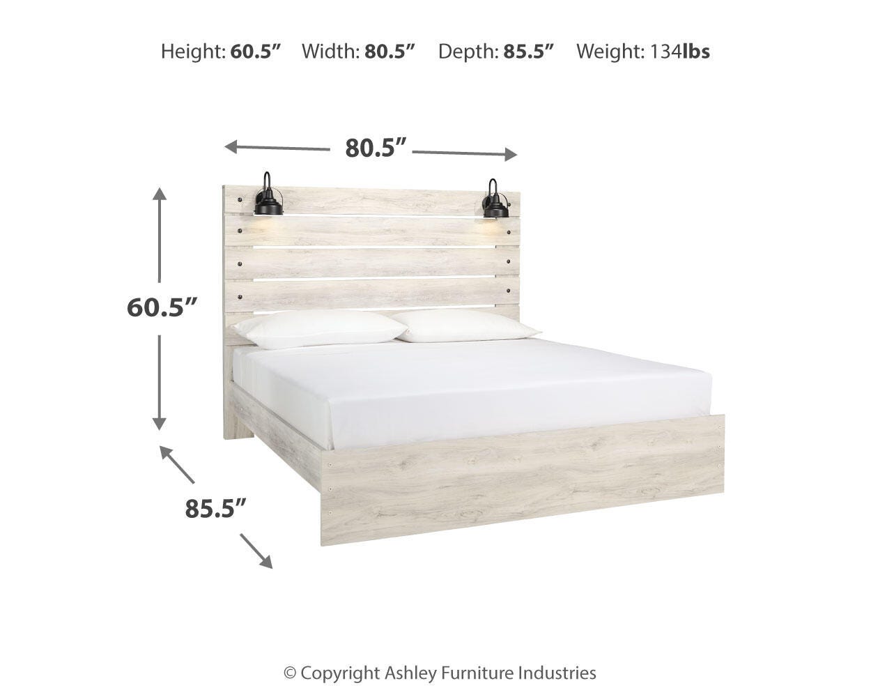 Cambeck Whitewash King Panel Bed, Dresser and 2 Nightstands (Online Special Price)