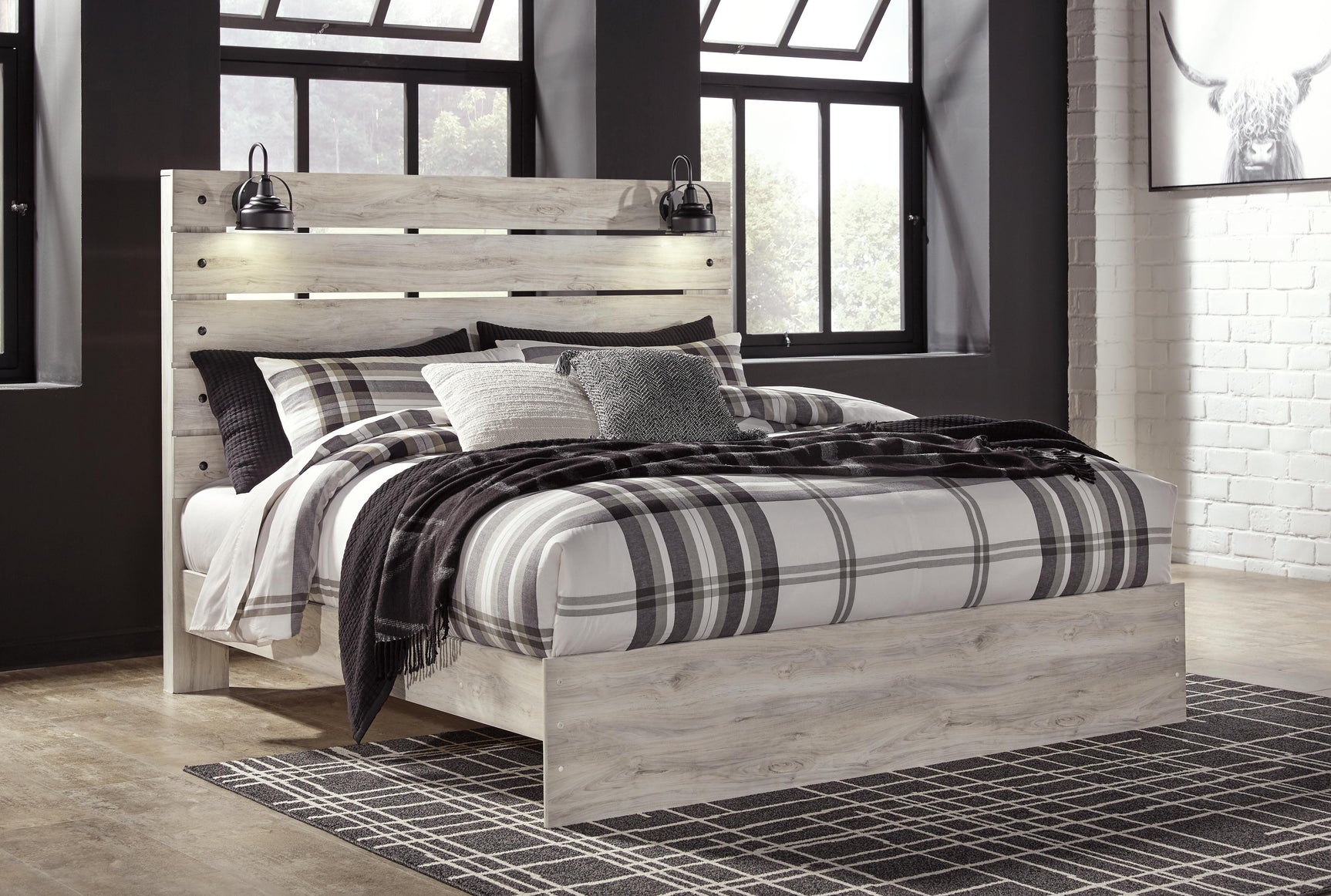 Cambeck Whitewash King Panel Bed, Dresser and 2 Nightstands (Online Special Price)