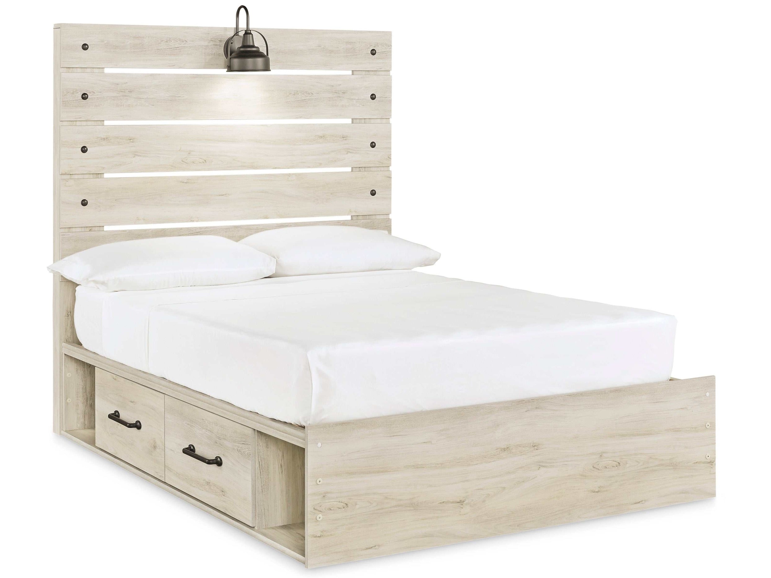 (Online Special Price) Cambeck Whitewash Full Panel Bedroom Set w/ 2 Storage Drawers - Ornate Home