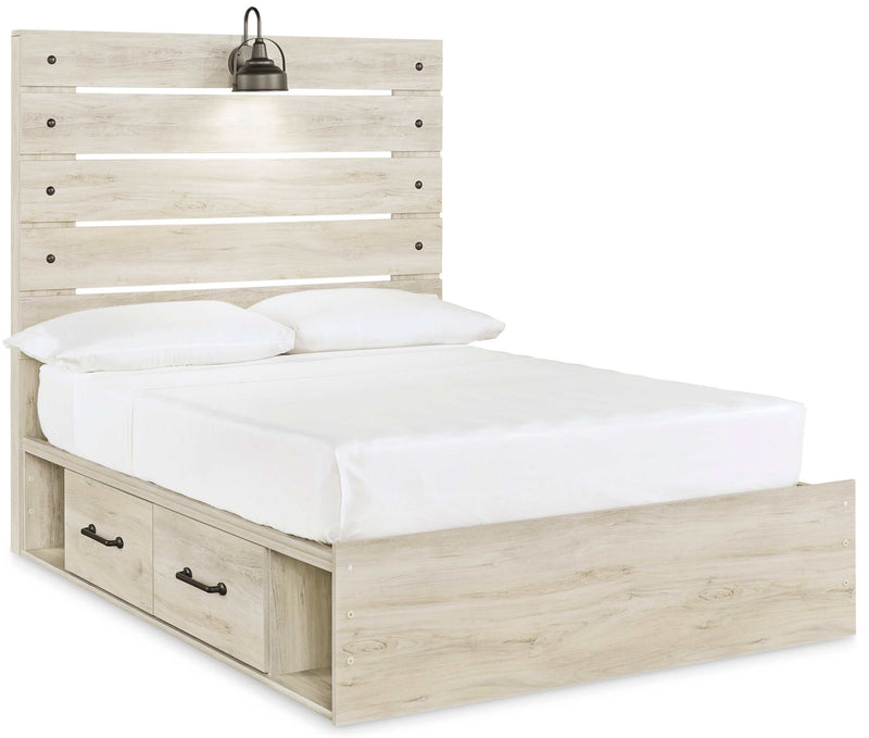 (Online Special Price) Cambeck Whitewash Full Panel Bed w/ 2 Storage Drawers - Ornate Home