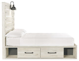 Cambeck Whitewash Full Panel Bed with 4 Storage Drawers - Ornate Home